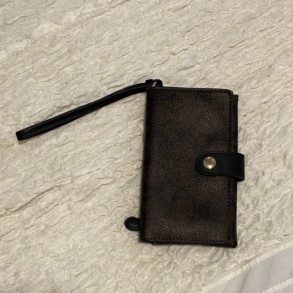 Coach Tech Wallet- Brown and Black Signature Print